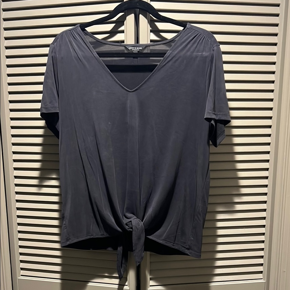 Lucky Brand Gray Tie Front Relaxed T-Shirt